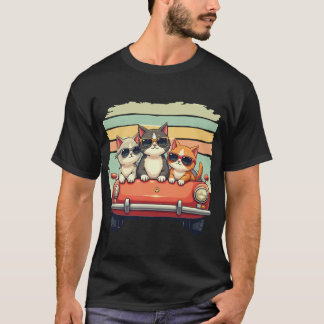Cool Cats on the Go: Retro Vibes in Style T-Shirt