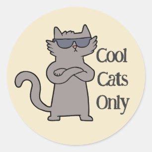 Cool Cats Only Event Invitation Card Classic Round Sticker