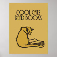 Cool cats read books retro style