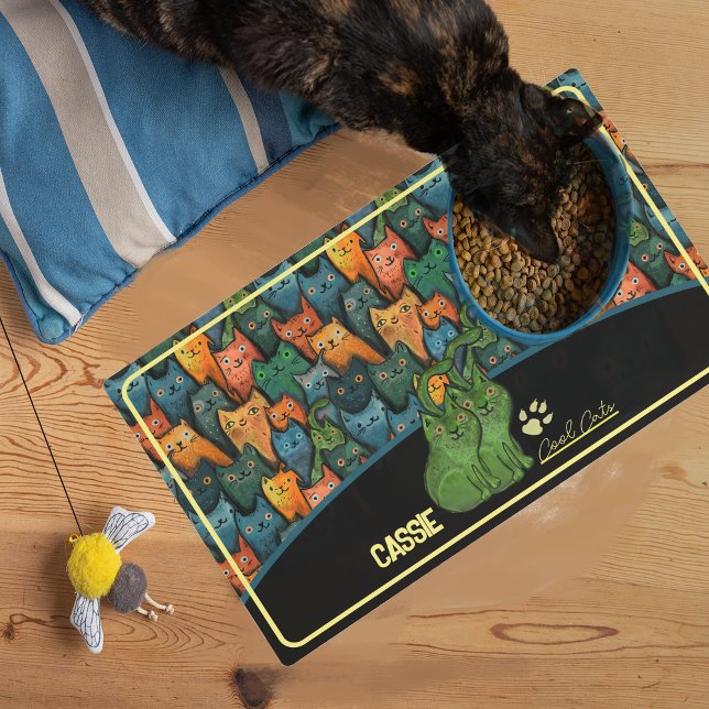 Cool Cats Watercolor Pattern Feeding Mat (Cool Cats Watercolor Pattern Feeding Mat)