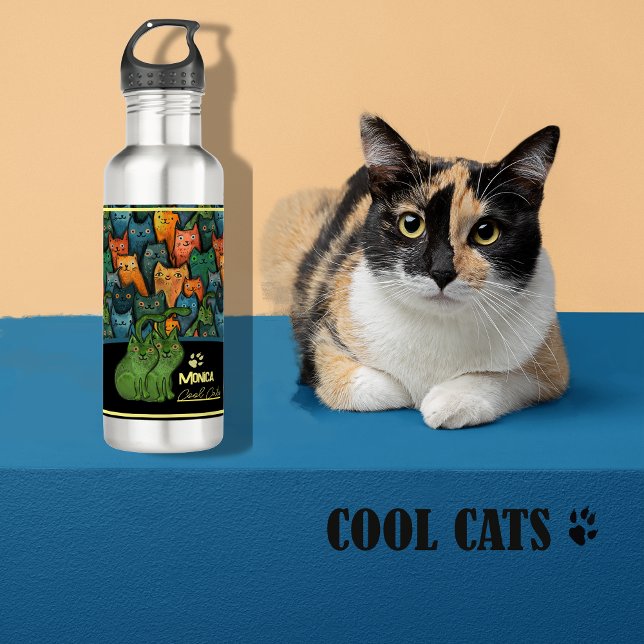 Cool Cats Watercolor Stainless Steel Water Bottle (Cool Cats Watercolor Stainless Steel Water Bottle)