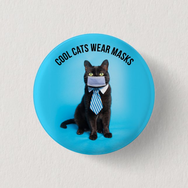 Cool Cats Wear Masks Button (Front)