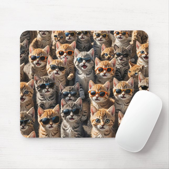 Cool Cats Wearing Sunglasses Mouse Pad (With Mouse)