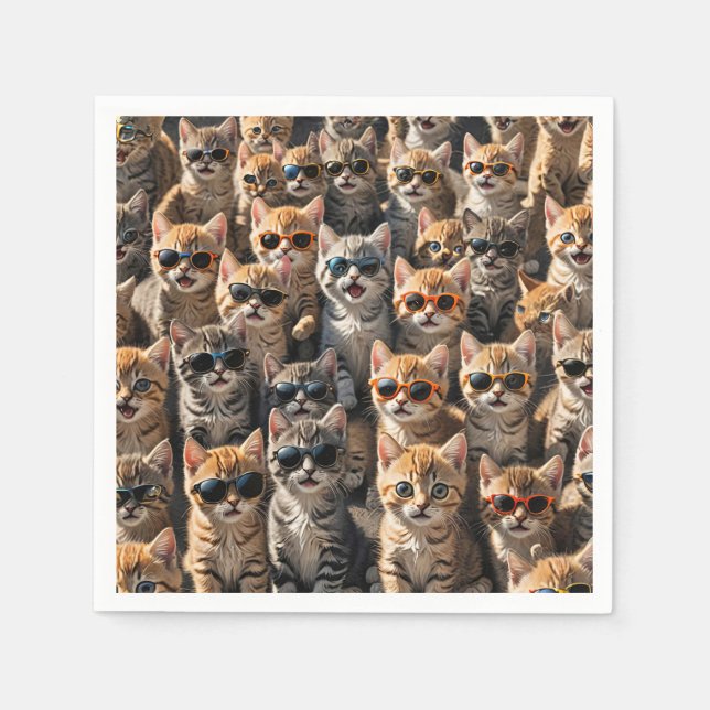 Cool Cats Wearing Sunglasses Napkins (Front)