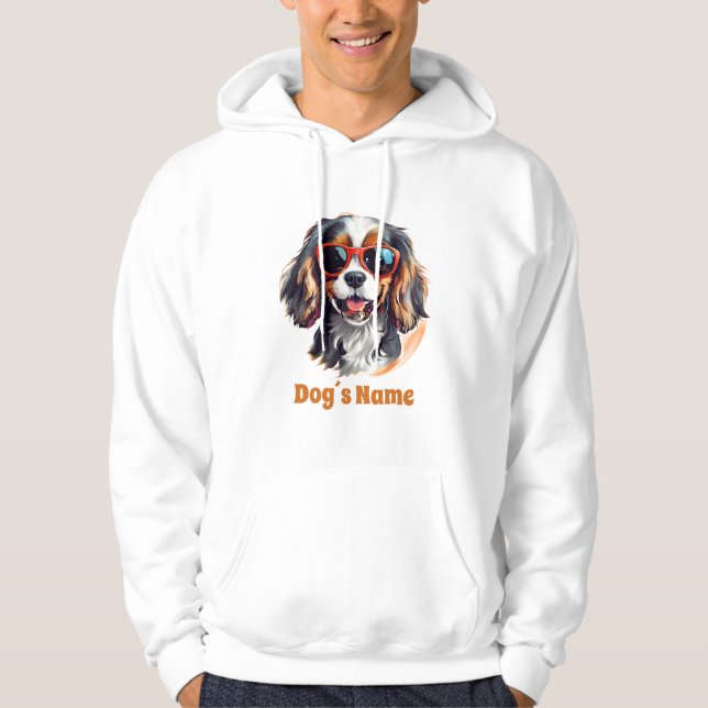 Cool Cavalier King Charles  Spaniel With Sunglasse Hoodie (Front)
