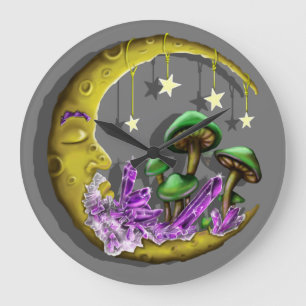 Cool Celestial mushroom designed round clock