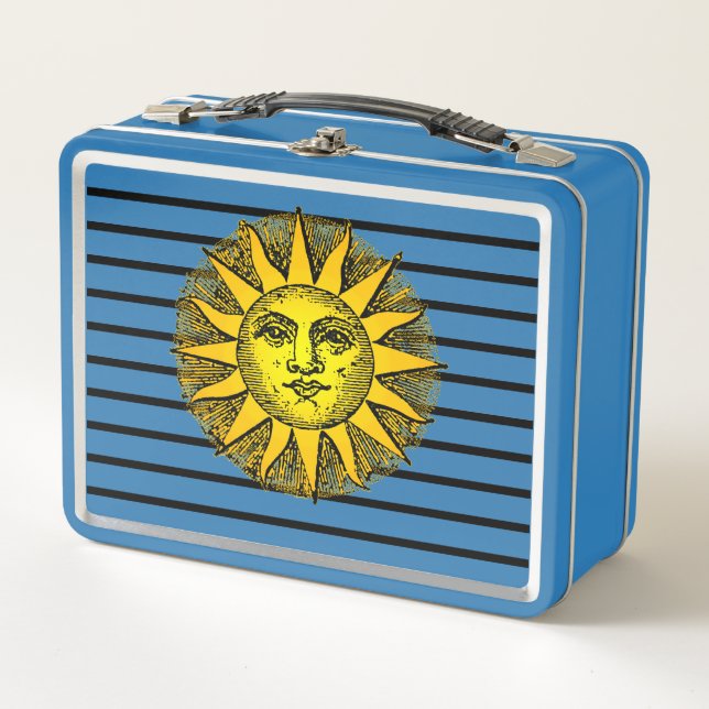 Cool Celestial Sun Retro Metal Lunch Box (Front)
