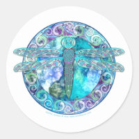 Cool Celtic Dragonfly Classic Round Sticker