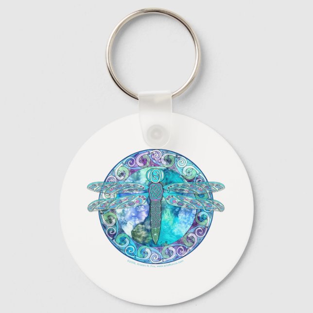 Cool Celtic Dragonfly Keychain (Front)