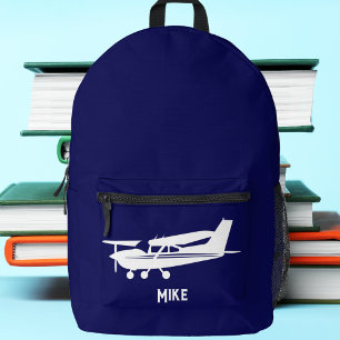 Cool Cessna Airplane,Simple,Blue,Aviation Printed Backpack