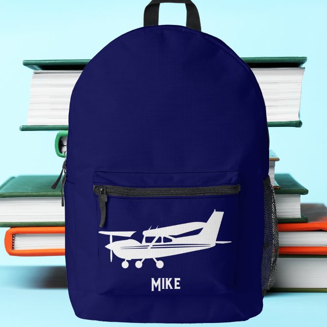 Cool Cessna Airplane,Simple,Blue,Aviation  Printed Backpack (Creator Uploaded)