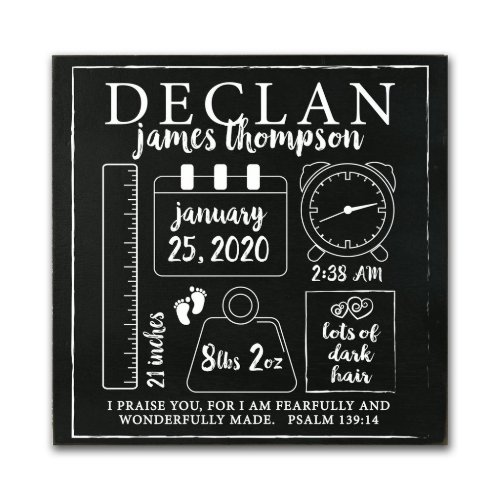 Cool Chalkboard Black Birth Stats Shadow Box