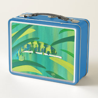 Cool Chameleon Art on Metal Lunch Boxes