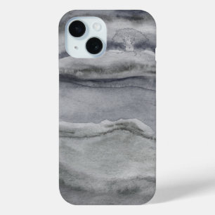 Cool Charcoal Gray Abstract Watercolor Painting iPhone 15 Case
