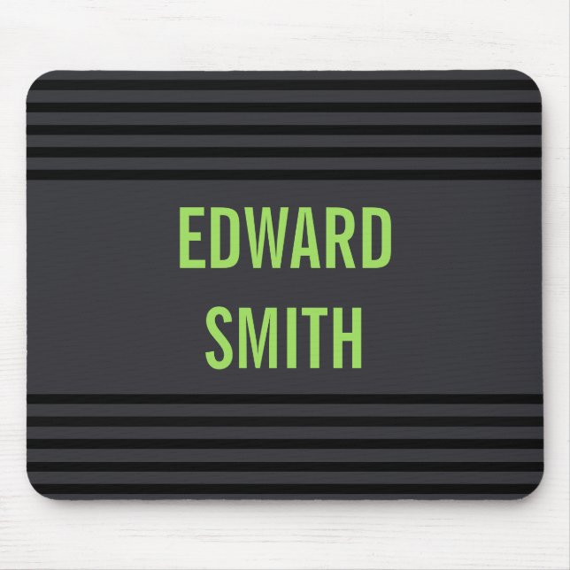 Cool Charcoal Neon Green with Black Lines Mouse Pad (Front)