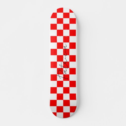 Cool Checkerboard Pattern Red Skateboard