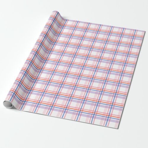Cool Checkered Pattern Of Red Blue Violet Wrapping Paper
