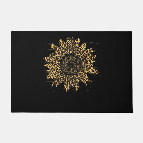 cool cheetah leopard sunflower gift doormat