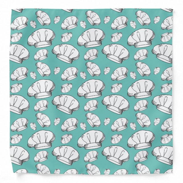 Cool Chef and Baker Toque Chef Hats Patterned Bandana (Front)