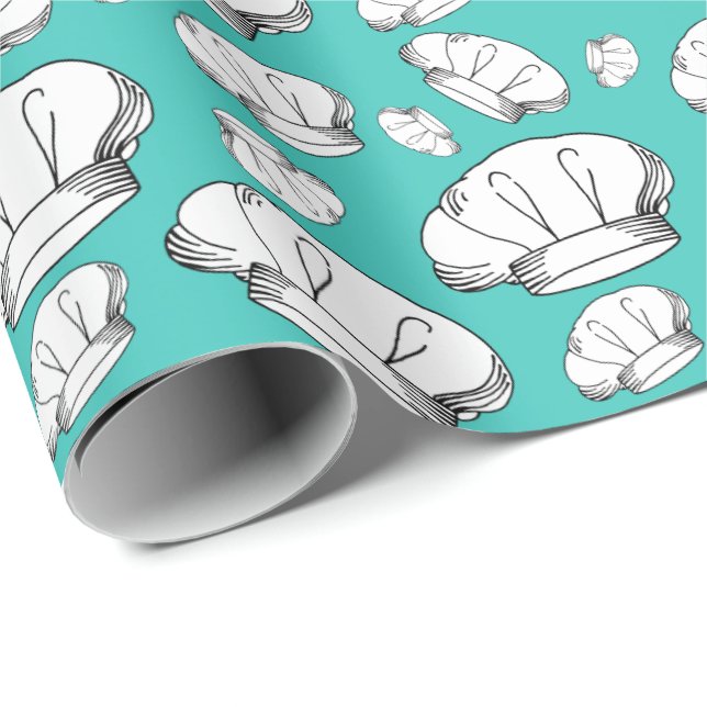 Cool Chef Hats Pattern Love Baking and Cooking Wrapping Paper (Roll Corner)