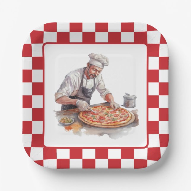 Cool chef pizza party  paper plates (Front)