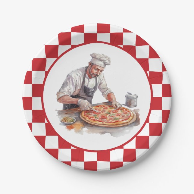 Cool chef pizza party  paper plates (Front)