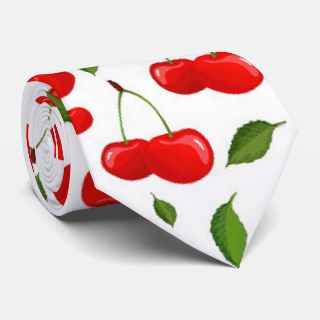 cool cherry pattern fruit neck tie (Rolled)