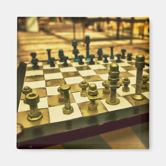 Cool Chess Board with Nuts and Bolts Magnet (Front)