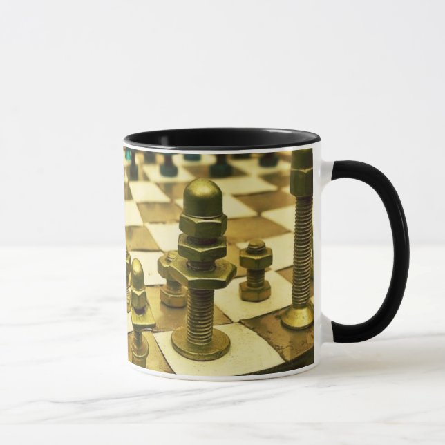 Cool Chess Board with Nuts and Bolts Mug (Right)