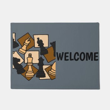 Cool Chess Game Pieces Abstract Art Doormat by inspirationrocks at Zazzle