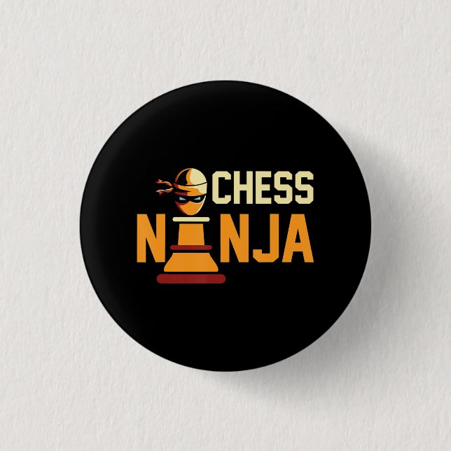 Cool Chess Ninja  Chess Lovers Gift Button (Front)
