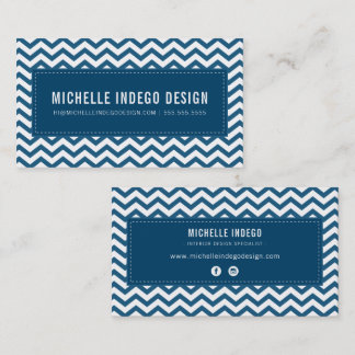 COOL CHEVRON PATTERN preppy modern dark navy blue Business Card