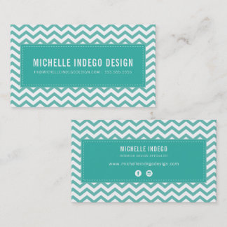 COOL CHEVRON PATTERN preppy modern jade green Business Card