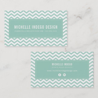 COOL CHEVRON PATTERN preppy modern mint green Business Card