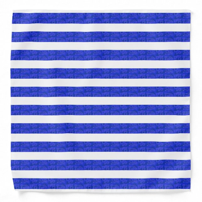 Cool Chic Blue Geometric Stripes Bandana (Front)