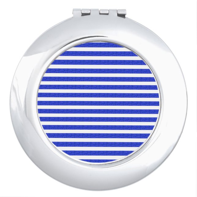 Cool Chic Blue Geometric Stripes Compact Mirror (Front)