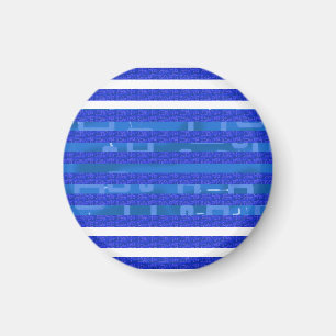 Cool Chic Blue Geometric Stripes  Magnet
