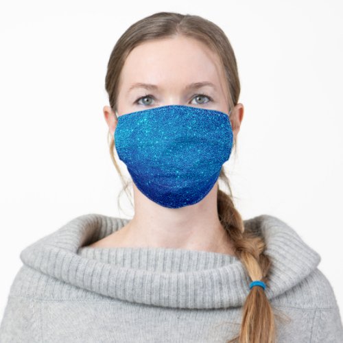 cool chic blue glitter sparkle fashion adult cloth face mask