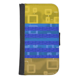 Cool Chic Blue Gold Geometric Stripes Galaxy S4 Wallet Case