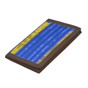 Cool Chic Blue Gold Geometric Stripes Tri-fold Wallet