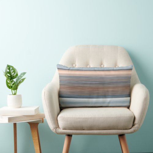 Cool Chic Brown Blue Watercolor Stripes Pattern Lumbar Pillow