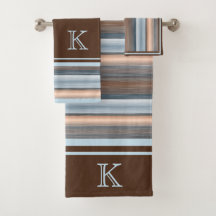 Cool Chic Brown Slate Blue Gray Stripes
