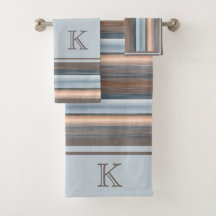 Cool Chic Brown Slate Blue Gray Stripes