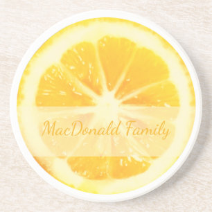 COOL CHIC CUSTOM CRISP CITRUS FRUIT SUNNY LEMON  COASTER