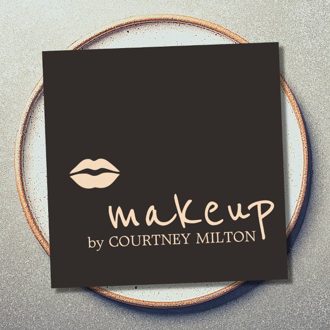 Cool Chic Dark Pale Pink Lips Makeup Artist Square Business Card (Creator Uploaded)