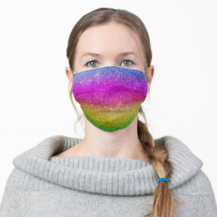 cool chic  rainbow  mermaid glitter sparkle adult cloth face mask