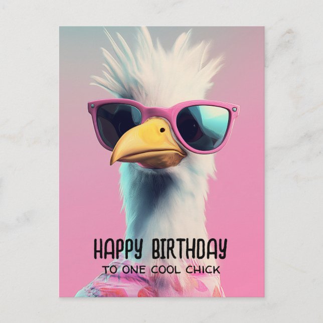 Cool Chic: The Sassy Eagle with Style Postcard (Front)