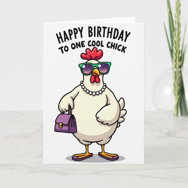 Cool Chick Birthday Art Card (Front)