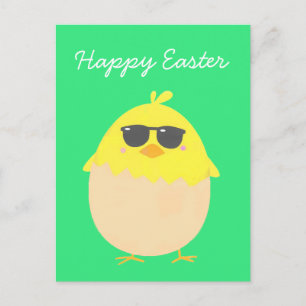 Cool Chick funky Easter yellow chick Holiday Postcard