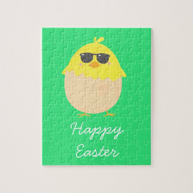 Cool Chick funky Easter yellow chick Jigsaw Puzzle (Vertical)